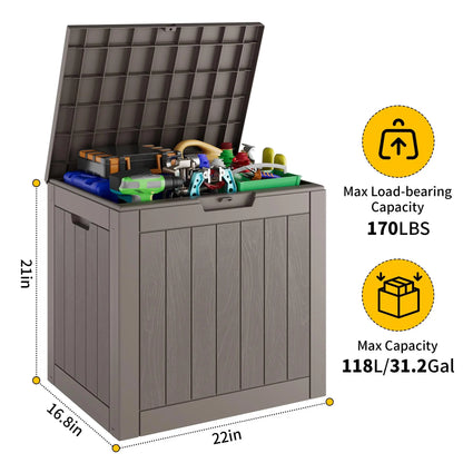 31-Gallon Outdoor Storage Box – Waterproof & UV-Resistant Patio Deck Organizer for Cushions, Toys, Tools & Garden Essentials