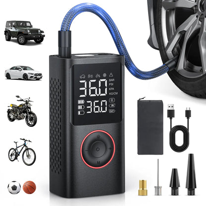 Cordless Tire Pump - Battery-Powered Automotive Inflator with Large Capacity Battery, Wireless Digital Screen, Enhanced Safety Features, Quick Inflate, Wirefree Use, Portable Pumps for Cars, Inflatables, Inflatables Users