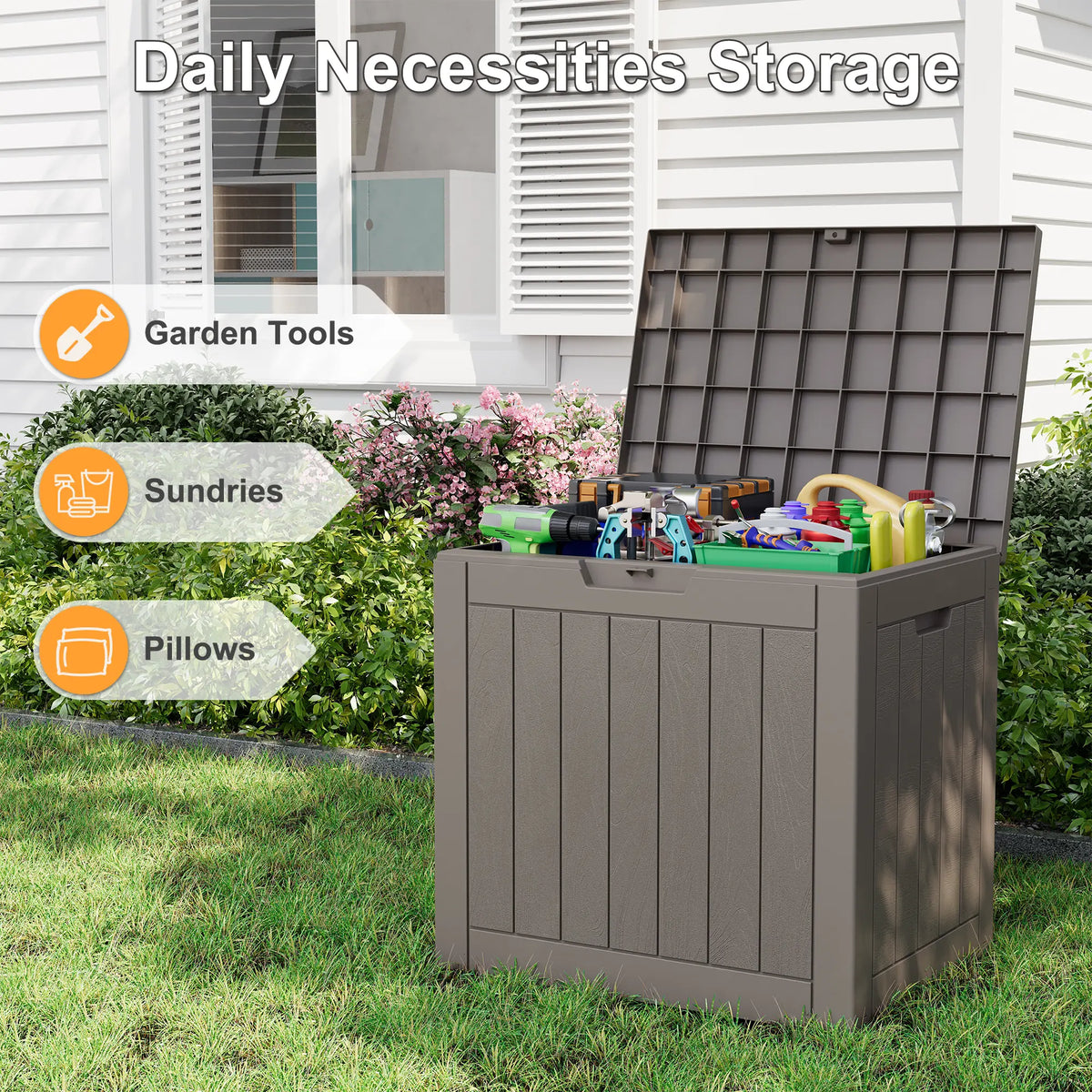 31-Gallon Outdoor Storage Box – Waterproof & UV-Resistant Patio Deck Organizer for Cushions, Toys, Tools & Garden Essentials