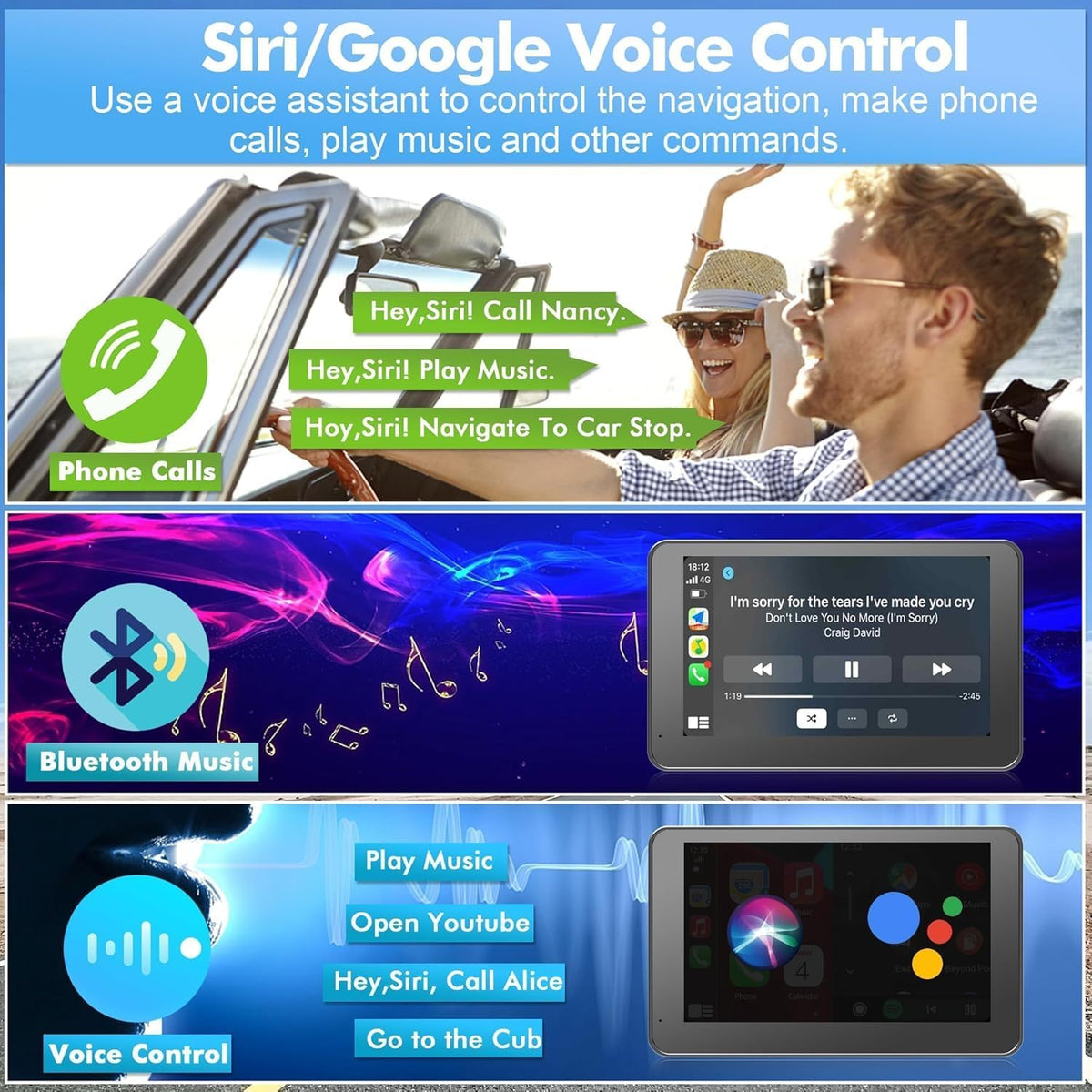 2026 Upgraded Wireless CarPlay Adapter, 1080p App Mirroring, Android Auto Ready for Android & iPhone, Portable Media Player Monitor for Cars/RVs/Trucks, Car Accessories, Auto Accessories Interior
