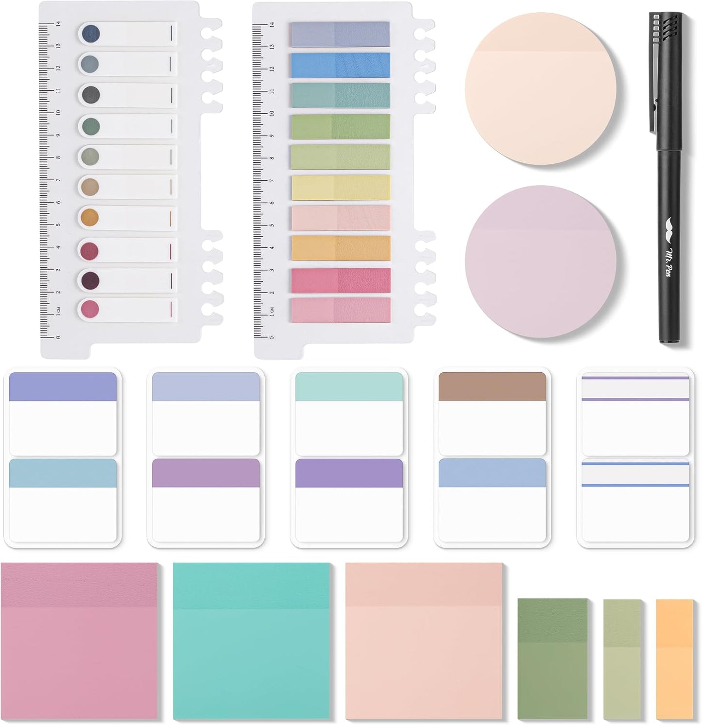 Mr. Pen Transparent Adhesive Sticky Note Set - 1000 Colorful Sheets with Adhesive Backing, Different Sizes, Productivity Essential Tool, Giftable Back to School Office Stationery Desk Accessory