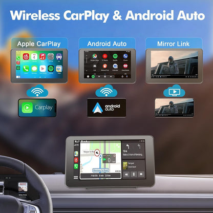 2026 Upgraded Wireless CarPlay Adapter, 1080p App Mirroring, Android Auto Ready for Android & iPhone, Portable Media Player Monitor for Cars/RVs/Trucks, Car Accessories, Auto Accessories Interior