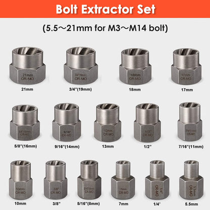 39-Piece Damaged Screw Extractor Set – Heavy Duty Bolt & Nut Remover Kit for Rusted, Stripped & Stuck Fasteners