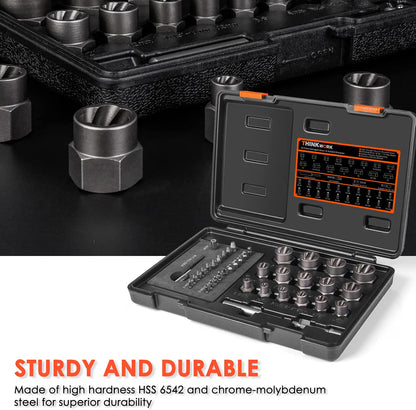 39-Piece Damaged Screw Extractor Set – Heavy Duty Bolt & Nut Remover Kit for Rusted, Stripped & Stuck Fasteners