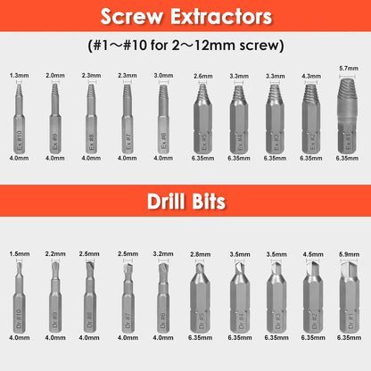 39-Piece Damaged Screw Extractor Set – Heavy Duty Bolt & Nut Remover Kit for Rusted, Stripped & Stuck Fasteners