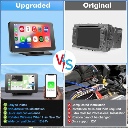 2026 Upgraded Wireless CarPlay Adapter, 1080p App Mirroring, Android Auto Ready for Android & iPhone, Portable Media Player Monitor for Cars/RVs/Trucks, Car Accessories, Auto Accessories Interior