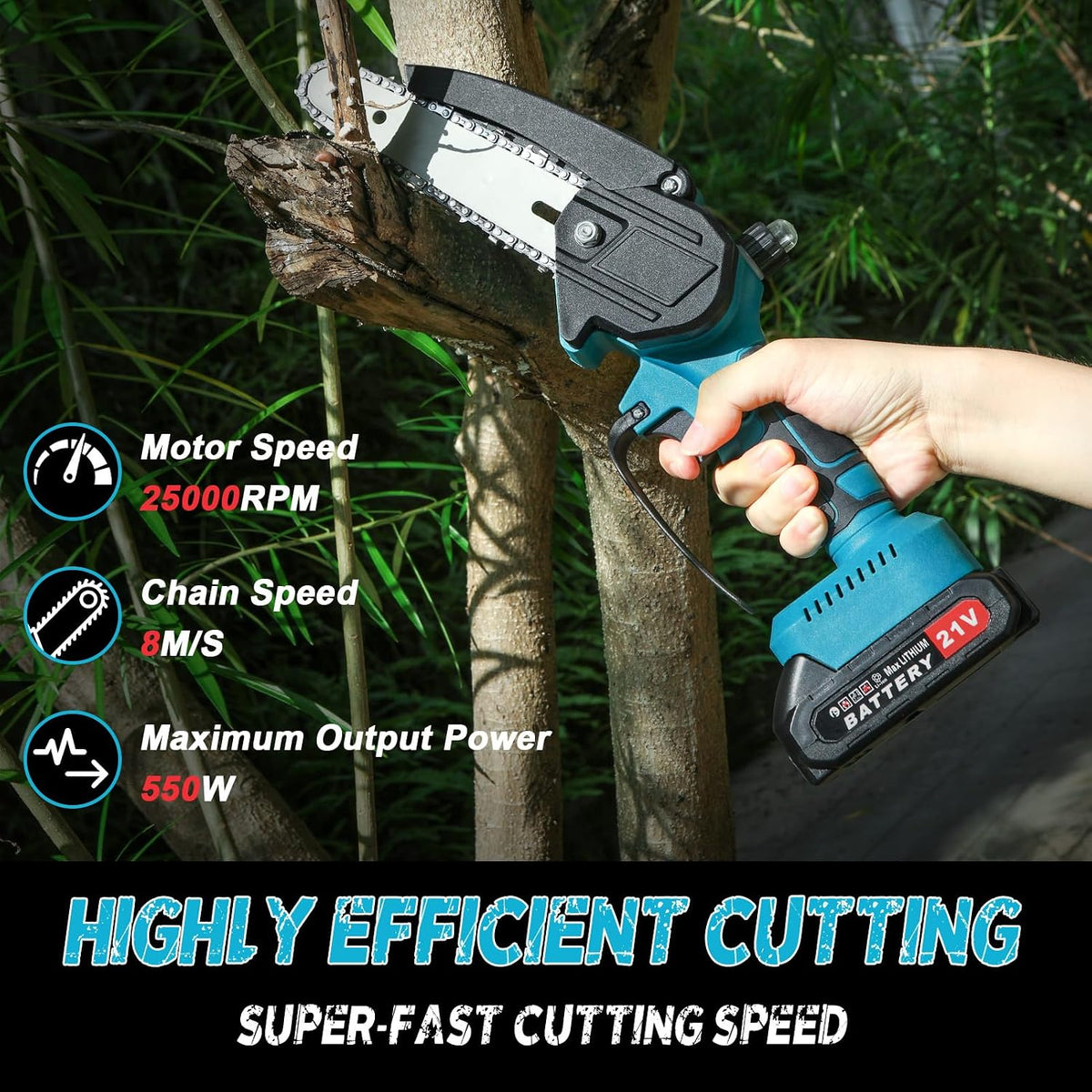 4-in-1 Cordless Pole Saw & Electric Pruning Shears Kit – 21V Battery Powered Tree Trimmer with Extension Pole, Brushless Motor, SK5 Blade & 2 Batteries for Yard Work