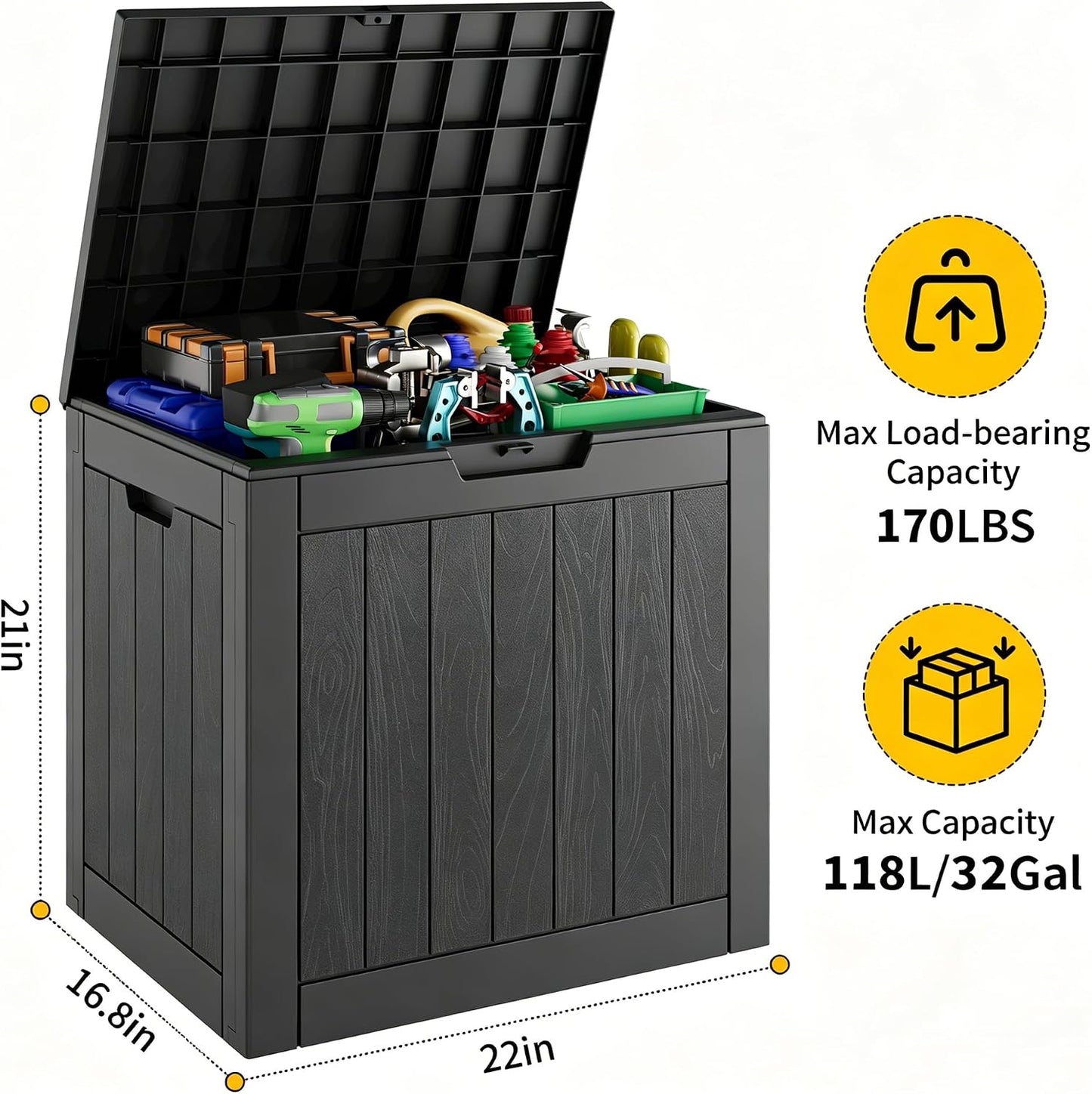 31-Gallon Outdoor Storage Box, Waterproof & UV-Resistant, Perfect for Organizing Patio Furniture, Cushions, Toys, and Tools. Ideal for Patio, Garage, and Deck.Summervibes