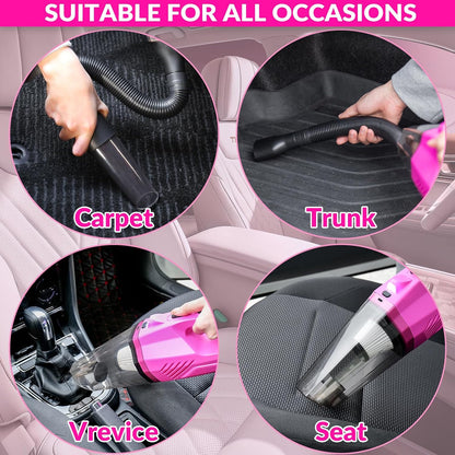 Car Interior Detailing Kit- 1 High-Power Vacuum Cleaner (8000Pa), 7 Cleaning Brushes, Microfiber Cloths, Surface Cleaner, LED Light, Storage Bag, Car Upkeep Tool Kit for Mom, Best Friend, Siste