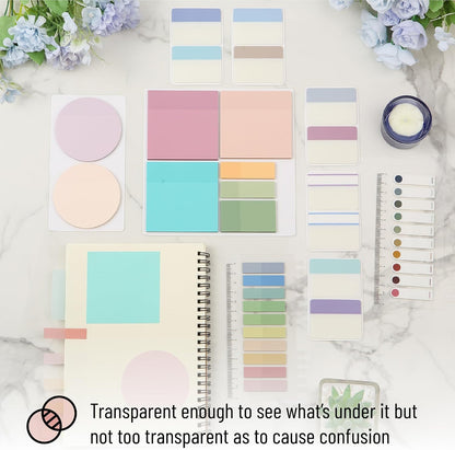 Mr. Pen Transparent Adhesive Sticky Note Set - 1000 Colorful Sheets with Adhesive Backing, Different Sizes, Productivity Essential Tool, Giftable Back to School Office Stationery Desk Accessory