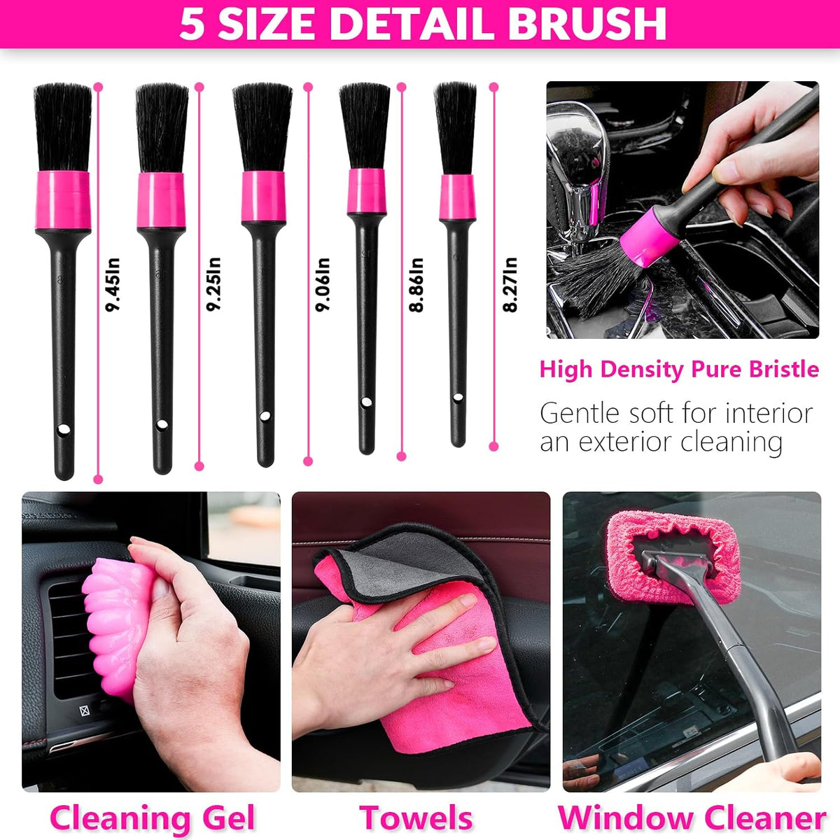 Car Interior Detailing Kit- 1 High-Power Vacuum Cleaner (8000Pa), 7 Cleaning Brushes, Microfiber Cloths, Surface Cleaner, LED Light, Storage Bag, Car Upkeep Tool Kit for Mom, Best Friend, Siste
