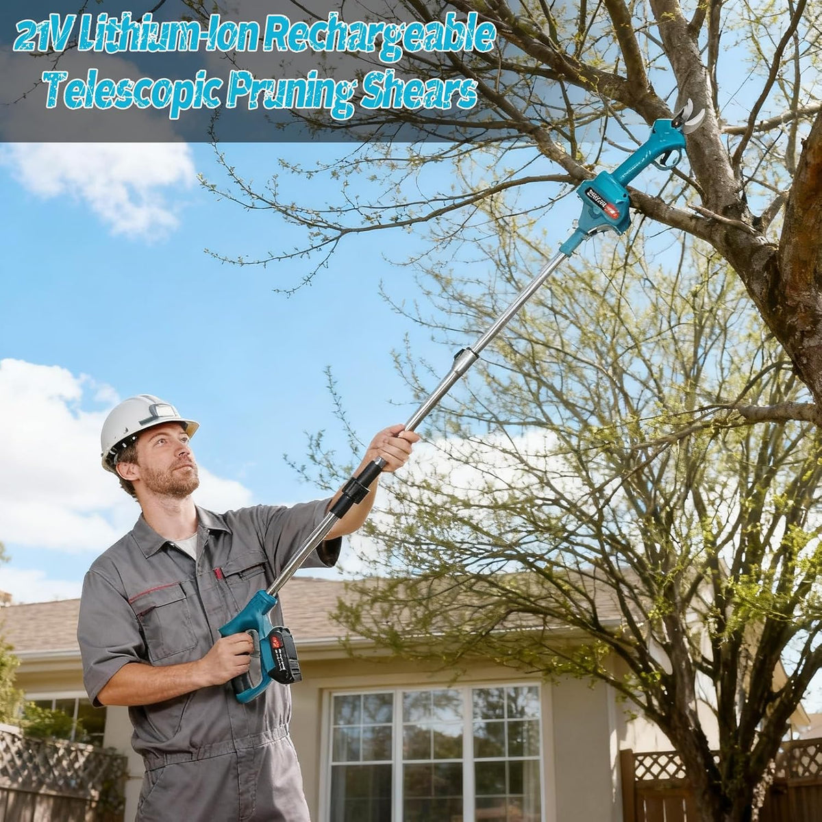 4-in-1 Cordless Pole Saw & Electric Pruning Shears Kit – 21V Battery Powered Tree Trimmer with Extension Pole, Brushless Motor, SK5 Blade & 2 Batteries for Yard Work