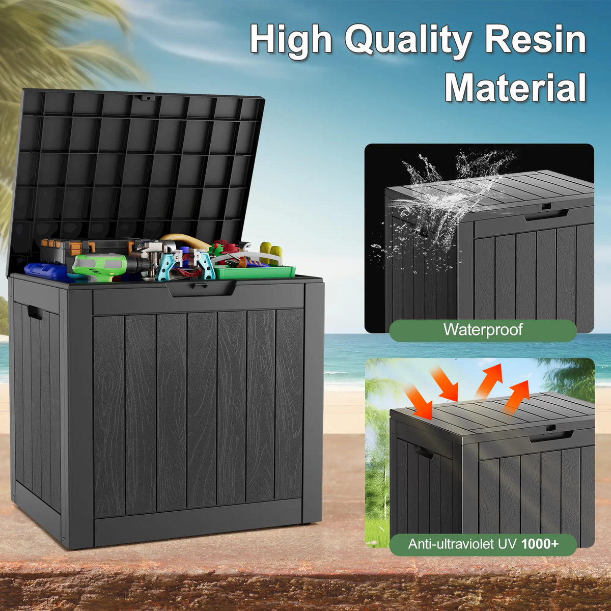 31-Gallon Outdoor Storage Box – Waterproof & UV-Resistant Patio Deck Organizer for Cushions, Toys, Tools & Garden Essentials