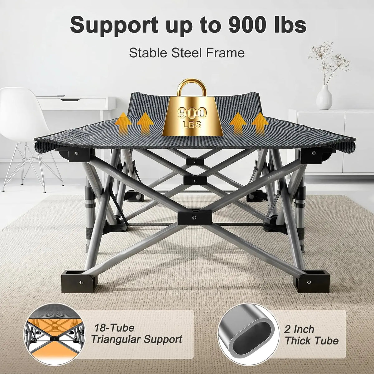 XXL Folding Camping Cot with Mattress & Carry Bag – Extra Large Heavy Duty Portable Bed for Camping, Travel, Guests & Indoor Sleeping