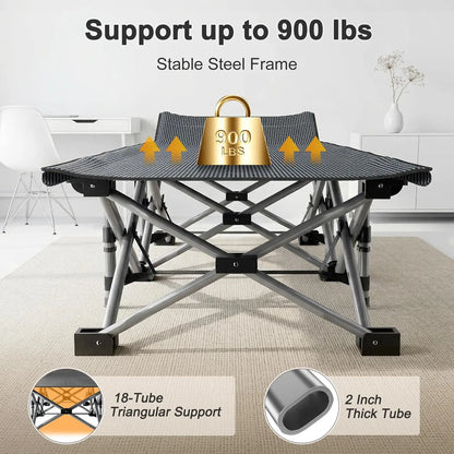 XXL Folding Camping Cot with Mattress & Carry Bag – Extra Large Heavy Duty Portable Bed for Camping, Travel, Guests & Indoor Sleeping