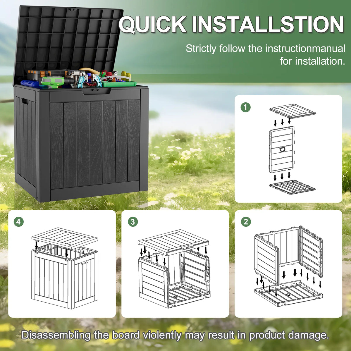31-Gallon Outdoor Storage Box – Waterproof & UV-Resistant Patio Deck Organizer for Cushions, Toys, Tools & Garden Essentials